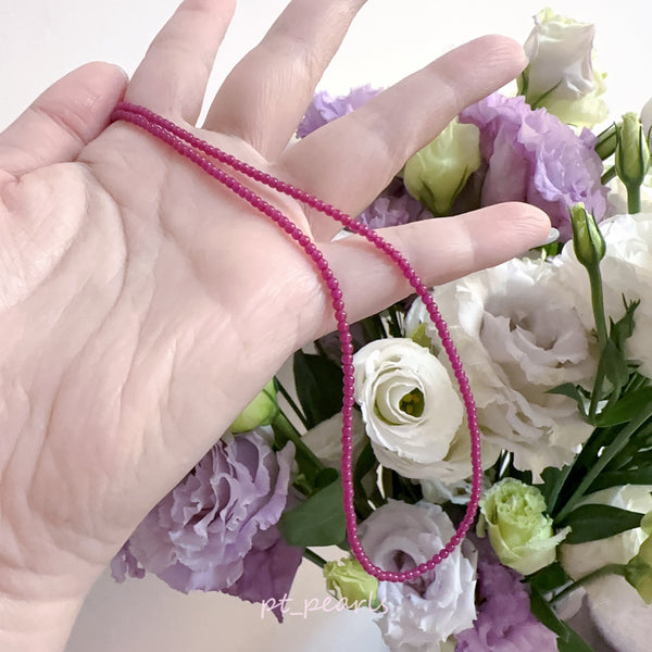 (Summer Sale) 天然紅寶石 2-2.5mm 小珠頸鏈 | Natural Ruby 2-2.5mm Necklace