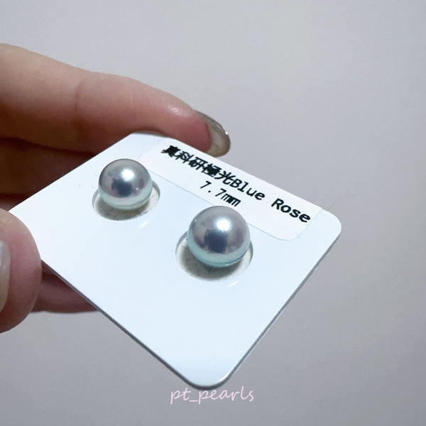 (Summer Sale) 真科研極光Blue Rose 7.7mm 耳環 連真科研大證書 | PSL Aurora Blue Rose 7.7mmEarrings with certificate