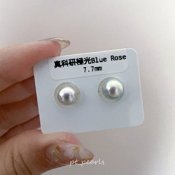 (Summer Sale) 真科研極光Blue Rose 7.7mm 耳環 連真科研大證書 | PSL Aurora Blue Rose 7.7mmEarrings with certificate