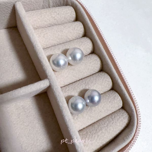 AAAA級極光澳白珍珠 銀藍色 9-10mm 配18K配件 | AAAA Grade South Sea Pearl in Silvery Blue 9-10mm with 18K setting