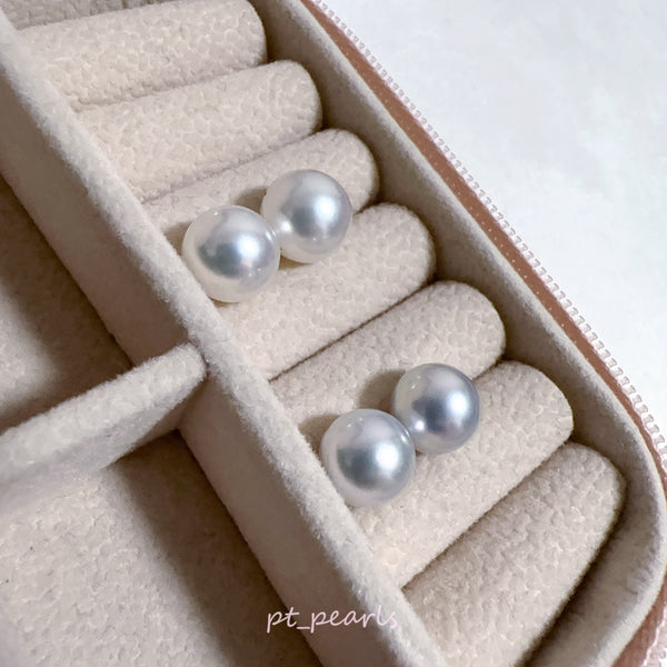 AAAA級極光澳白珍珠 銀藍色 9-10mm 配18K配件 | AAAA Grade South Sea Pearl in Silvery Blue 9-10mm with 18K setting