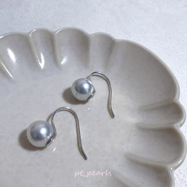 證書級 Akoya 8.5-9mm Blue Rose 無調色 配高跟鞋耳鈎耳環 | Cerificate Grade Akoya Pearl 8.5-9mm Blue Rose Non Color Treated High Heel Ear Hook Earrings