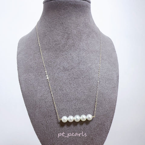 (Summer Sale) 極光Akoya 6-6.5mm 無調色 5珠平衡木頸鏈 | Akoya 6-6.5mm Non Color Treated 5 Pearls Necklace in Balance Style