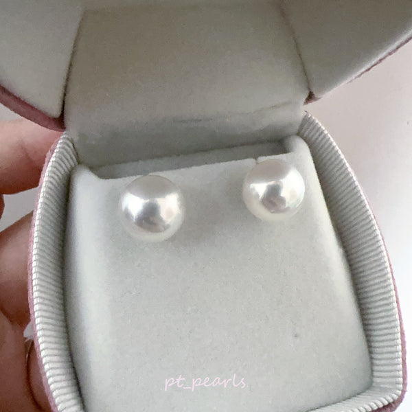 (直播價) 頂級鏡面 南洋澳白10.5 耳環  | Top Luster South Sea White Pearl 10.5mm Earrings