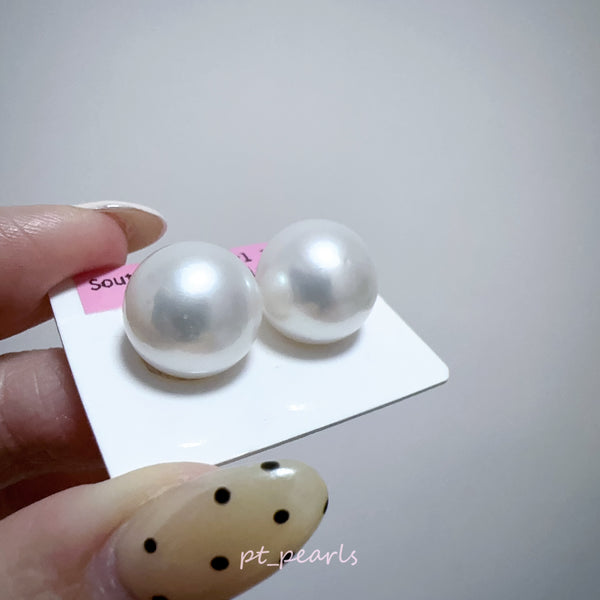 (限定價) 南洋澳白 櫻花粉色 14.3mm 耳環  | South Sea Pearl Sakura Pink 14.3mm Earrings