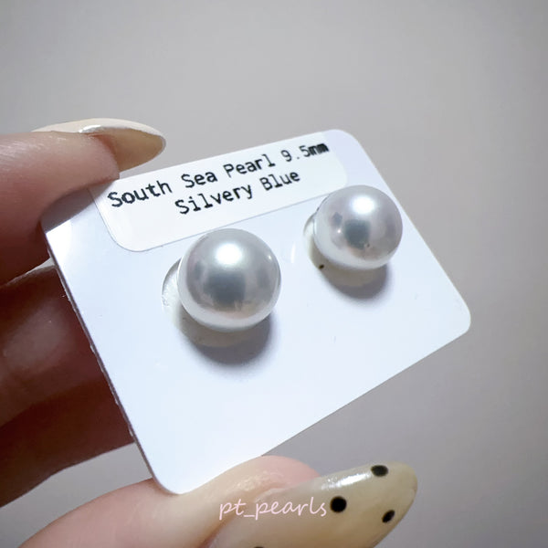 極光南洋澳白珍珠 銀藍色 9.5mm 配18K配件 | Aurora South Sea White Pearl in Silvery Blue 9.5mm with 18K setting