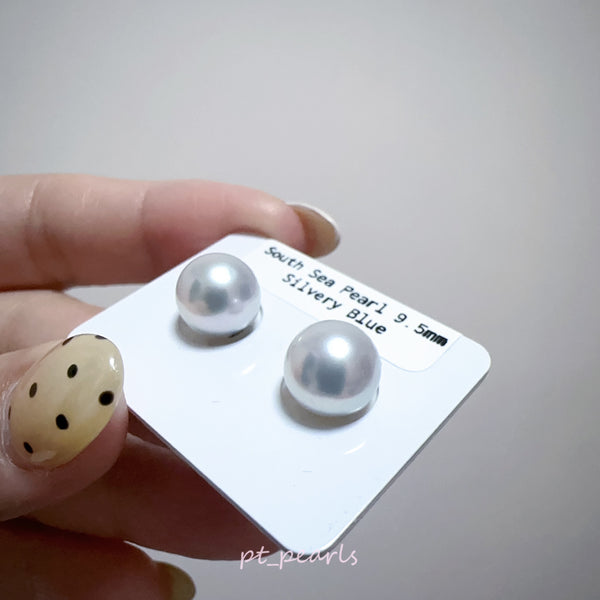 極光南洋澳白珍珠 銀藍色 9.5mm 配18K配件 | Aurora South Sea White Pearl in Silvery Blue 9.5mm with 18K setting