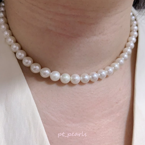 (Summer Sale) 極光 Akoya 亮白色 7-8mm 珠鏈 | Aurora Akoya Bright White 7-8mm Pearl Strand