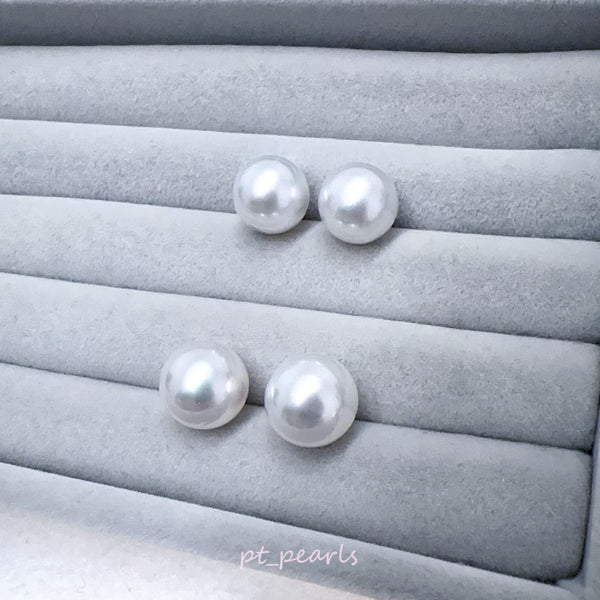 (Summer Sale) 極光南洋澳白 銀藍色 10.4 / 11.3mm 耳環  | Aurora South Sea Pearl Silvery Blue 10.4 / 11.3mm Earrings