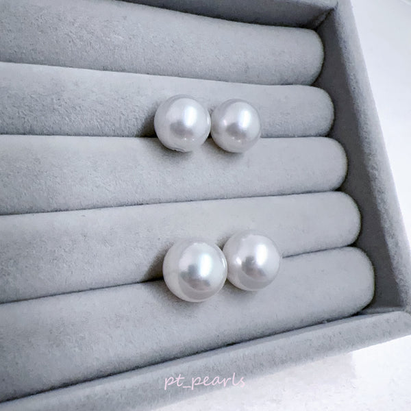 (直播價) 極光南洋澳白 淺銀藍色 10.4 / 11.3mm 耳環  | Aurora South Sea Pearl Silvery Light Blue 10.4 / 11.3mm Earrings