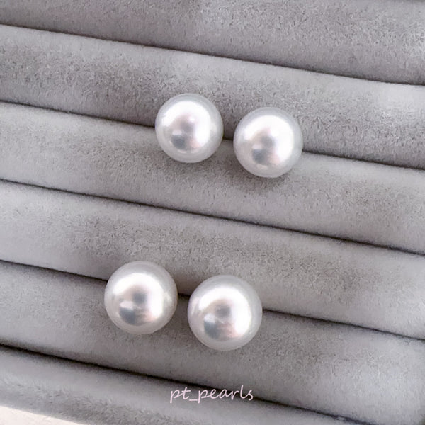 (直播價) 極光南洋澳白 淺銀藍色 10.4 / 11.3mm 耳環  | Aurora South Sea Pearl Silvery Light Blue 10.4 / 11.3mm Earrings