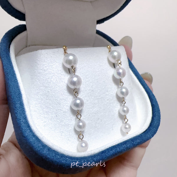 彩凜級 Akoya 3.5-6mm 貓尾巴垂吊耳環 | Sailin Grade Akoya 3.5-6mm Cats Tail Dangling Earrings