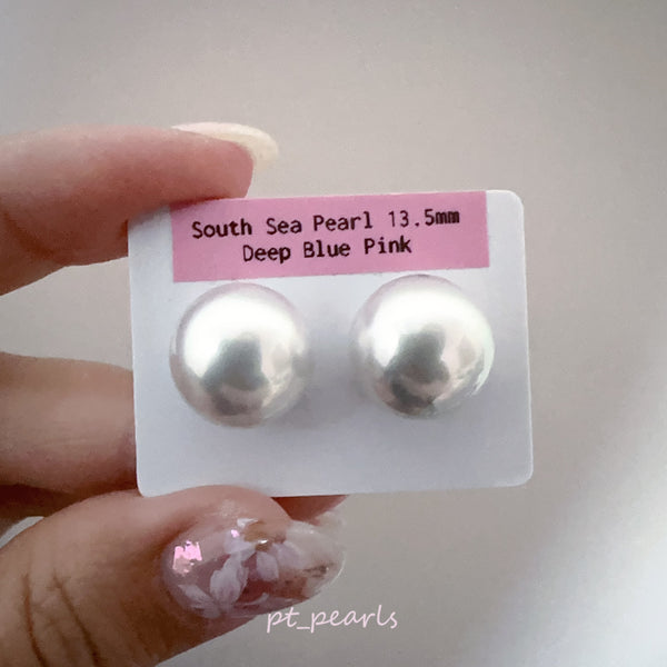 (直播價) 極光南洋澳白 銀藍色 13.5mm 耳環  | Aurora South Sea White Pearl in Silvery Blue 13.5mm Earrings