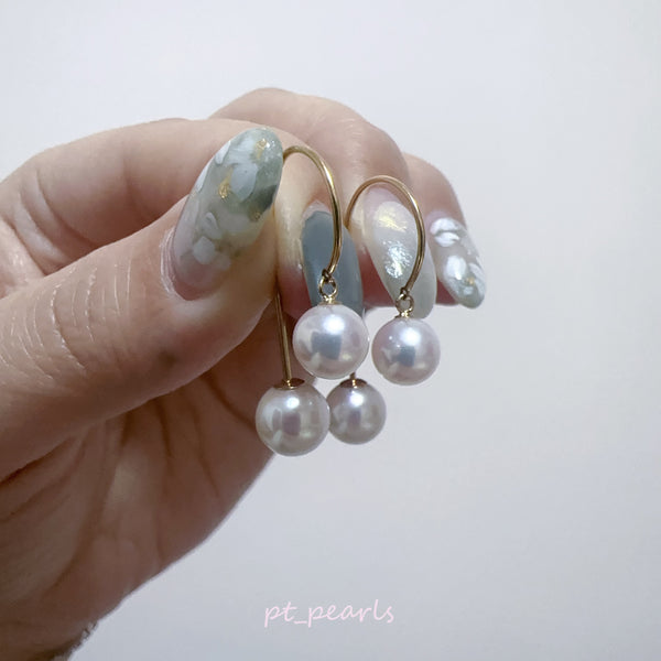 花珠級 多用款 Akoya 6.5-8mm 雙珠耳環 ｜Hanadama Grade Multi Style Akoya 6.5-8mm Double Pearl Earrings