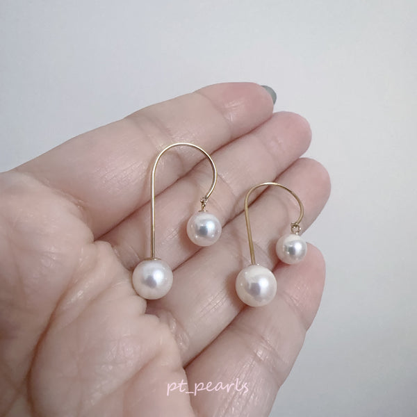 花珠級 多用款 Akoya 6.5-8mm 雙珠耳環 ｜Hanadama Grade Multi Style Akoya 6.5-8mm Double Pearl Earrings