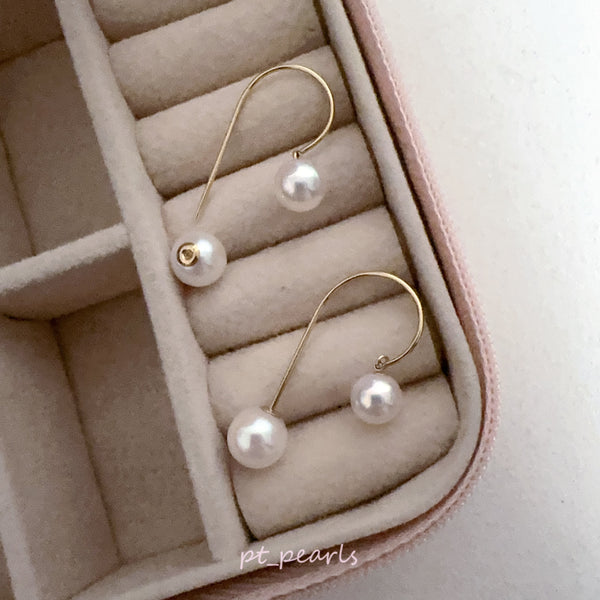 花珠級 多用款 Akoya 6.5-8mm 雙珠耳環 ｜Hanadama Grade Multi Style Akoya 6.5-8mm Double Pearl Earrings