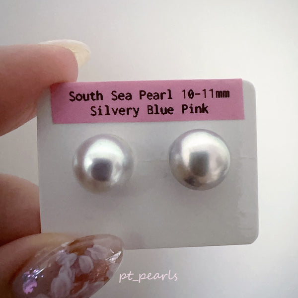 (直播價) 南洋澳白 銀藍粉色 10-11mm 耳環  | South Sea Pearl Silvery Blur Pink 10-11mm Earrings