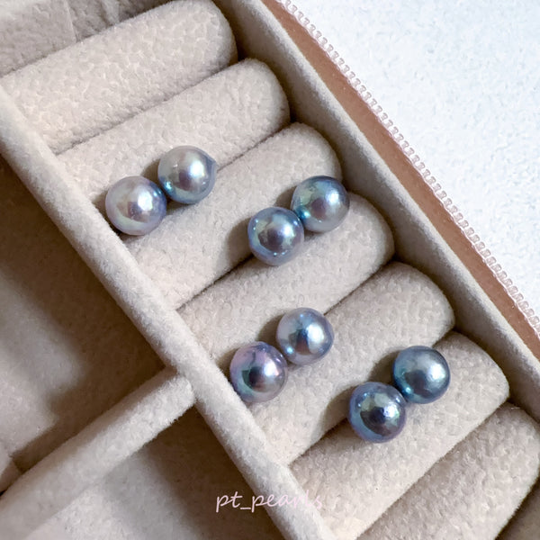 Akoya 極光巴洛克 人魚色無調色 7-8mm耳環 | Aurora Akoya Baroque Mermaid Color Non Color Treated 7-8mm Earrings