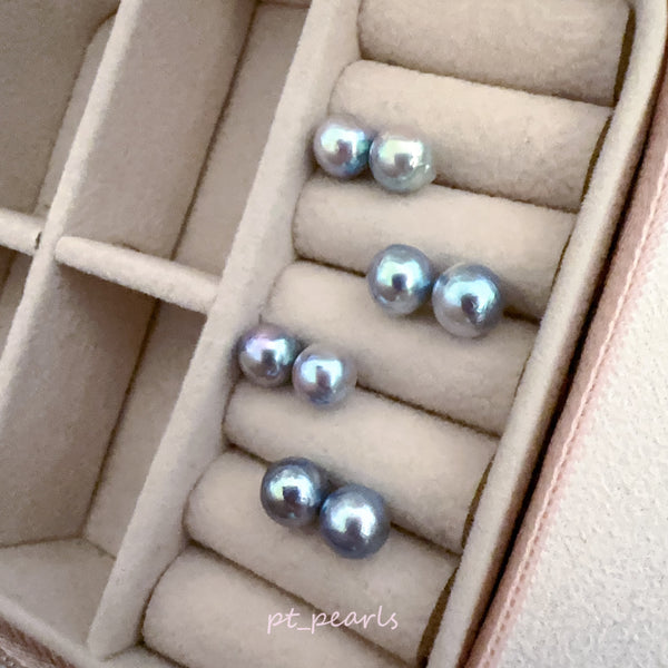 Akoya 極光巴洛克 人魚色無調色 7-8mm耳環 | Aurora Akoya Baroque Mermaid Color Non Color Treated 7-8mm Earrings