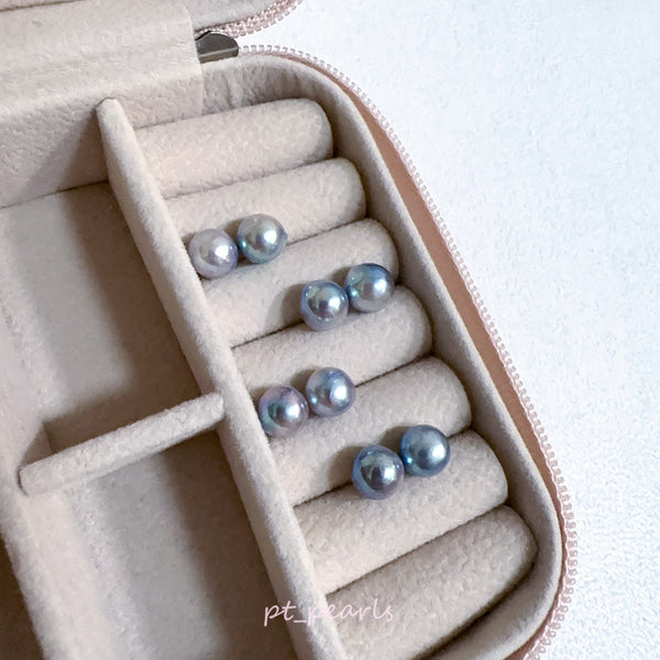 Akoya 極光巴洛克 人魚色無調色 7-8mm耳環 | Aurora Akoya Baroque Mermaid Color Non Color Treated 7-8mm Earrings