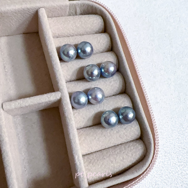 Akoya 極光巴洛克 人魚色無調色 8.5-9mm耳環 | Aurora Akoya Baroque Mermaid Color Non Color Treated 8.5-9mm Earrings