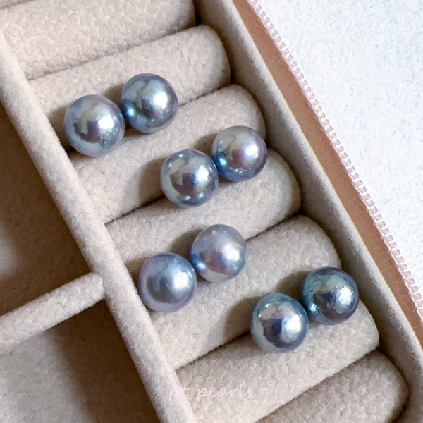 Akoya 極光巴洛克 人魚色無調色 8.5-9mm耳環 | Aurora Akoya Baroque Mermaid Color Non Color Treated 8.5-9mm Earrings