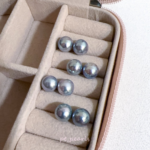 Akoya 極光巴洛克 人魚色無調色 8.5-9mm耳環 | Aurora Akoya Baroque Mermaid Color Non Color Treated 8.5-9mm Earrings