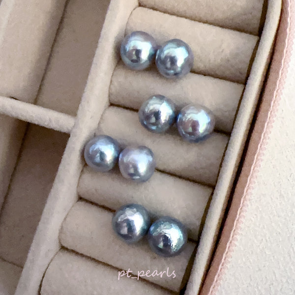 Akoya 極光巴洛克 人魚色無調色 8.5-9mm耳環 | Aurora Akoya Baroque Mermaid Color Non Color Treated 8.5-9mm Earrings