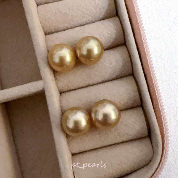 (Summer Sale) 頂級極光南洋濃金金珠 10.7 / 11.1mm耳環 | Top Grade South Sea Deep Gold Pearl 10.7 / 11.1mm Earrings