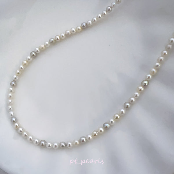 (Summer Sale) 極光日本珍珠 糖果色 無調色 Akoya 3-4mm 珠鏈 | Aurora Akoya Candy Color Non Color Treated 3-4mm Pearl Strand