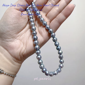 Akoya 無調色 超濃銀藍色 7.5-8mm 頸鏈 | Akoya Non Color Treated Deep Silvery Blue 7.5-8mm Pearl Strand