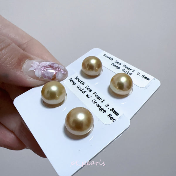 (Summer Sale) 頂級極光南洋濃金金珠 9.6 / 9.8mm耳環 | Top Grade South Sea Deep Gold Pearl 9.6 / 9.8mm Earrings