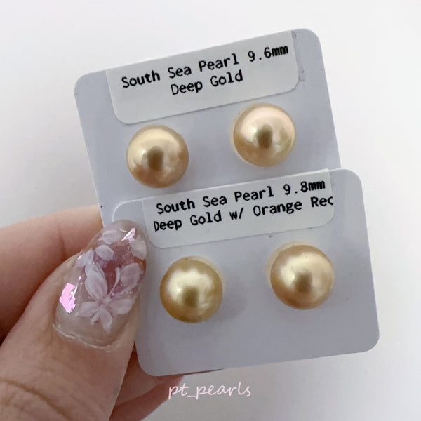 (Summer Sale) 頂級極光南洋濃金金珠 9.6 / 9.8mm耳環 | Top Grade South Sea Deep Gold Pearl 9.6 / 9.8mm Earrings