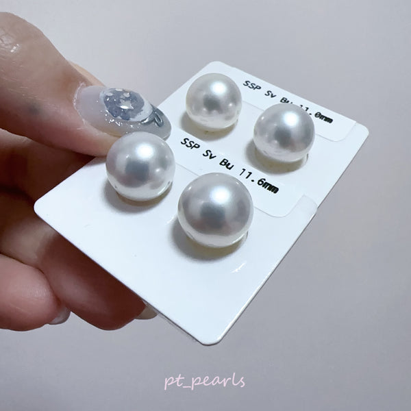 AAAA級 極光南洋澳白珠 銀藍色 11-12mm耳環 | AAAA Grade Aurora South Sea Pearl Silvery Blue 11-12mm Earrings