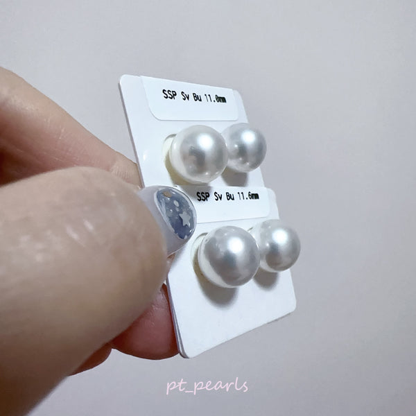 AAAA級 極光南洋澳白珠 銀藍色 11-12mm耳環 | AAAA Grade Aurora South Sea Pearl Silvery Blue 11-12mm Earrings