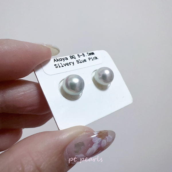 (Summer Sale) Akoya 頂級鏡面 極光巴洛克  8-8.5mm耳環 | Aurora Akoya Baroque Top Luster Non Color Treated 8-8.5mm Earrings