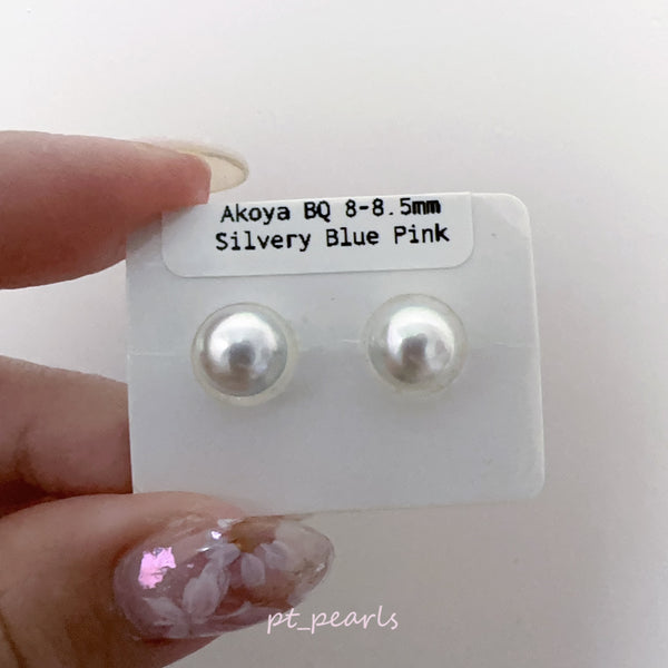(Summer Sale) Akoya 頂級鏡面 極光巴洛克  8-8.5mm耳環 | Aurora Akoya Baroque Top Luster Non Color Treated 8-8.5mm Earrings