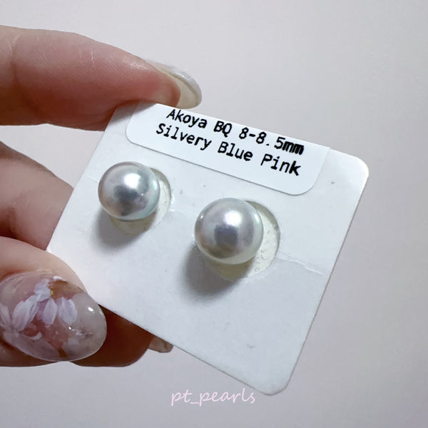 (Summer Sale) Akoya 頂級鏡面 極光巴洛克  8-8.5mm耳環 | Aurora Akoya Baroque Top Luster Non Color Treated 8-8.5mm Earrings