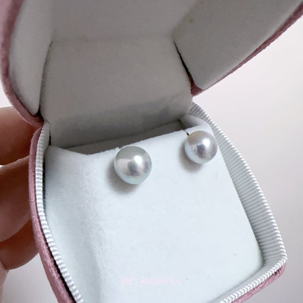 (Summer Sale) Akoya 頂級鏡面 極光巴洛克  8.5-9mm耳環 | Aurora Akoya Baroque Top Luster Non Color Treated 8.5-9mm Earrings