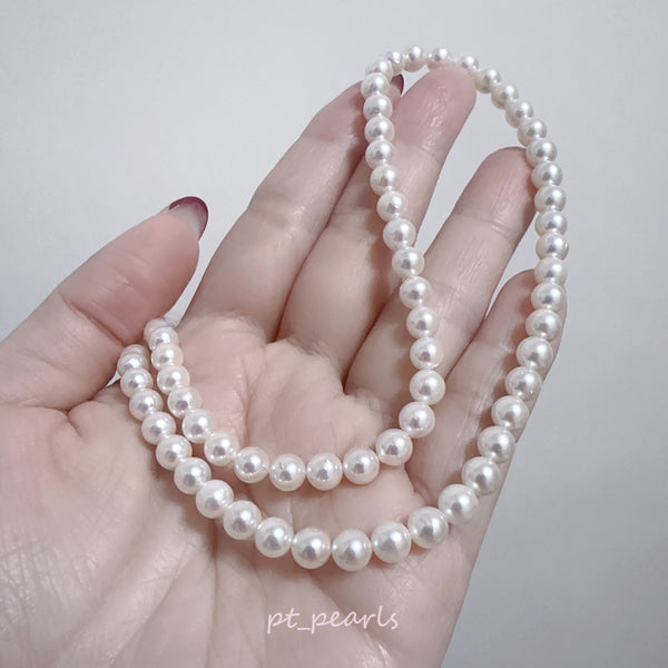 證書級 極光 Akoya 櫻花粉色 5.5-6mm 珠鏈 | Certificate Grade Akoya Sakura Pink 5.5-6mm Pearl Strand