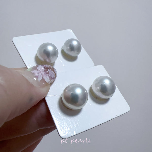 (Summer Sale) 極光南洋澳白 銀藍色 10.4 / 11.3mm 耳環  | Aurora South Sea Pearl Silvery Blue 10.4 / 11.3mm Earrings
