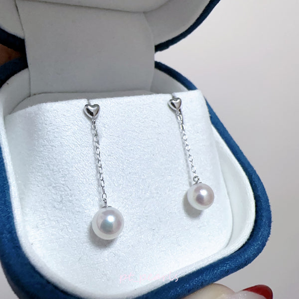 彩凜級 Akoya 5-5.5mm 配素金垂吊耳環 | Sailin Grade Akoya 5-5.5mm Dangling Earrings