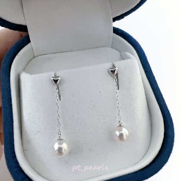 彩凜級 Akoya 5-5.5mm 配素金垂吊耳環 | Sailin Grade Akoya 5-5.5mm Dangling Earrings