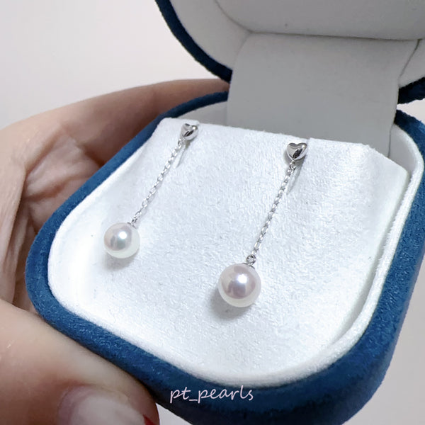 彩凜級 Akoya 5-5.5mm 配素金垂吊耳環 | Sailin Grade Akoya 5-5.5mm Dangling Earrings