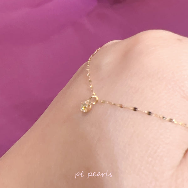 香港展限定🇯🇵 8份鑽石頸鏈 連18K黃金編織款頸鏈 | 0.08carat diamond necklace with 18K Yellow Gold Chain