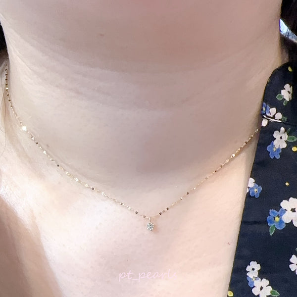 香港展限定🇯🇵 8份鑽石頸鏈 連18K黃金編織款頸鏈 | 0.08carat diamond necklace with 18K Yellow Gold Chain