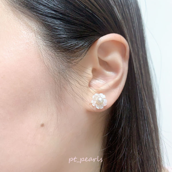 (直播價) 極光日本Akoya配貝母耳環  | Aurora Akoya with Mother Pearl Earrings
