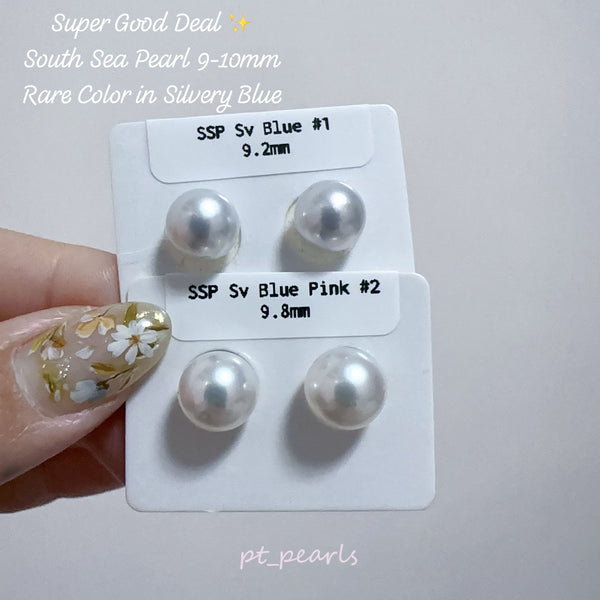 AAAA級極光澳白珍珠 銀藍色 9-10mm 配18K配件 | AAAA Grade South Sea Pearl in Silvery Blue 9-10mm with 18K setting