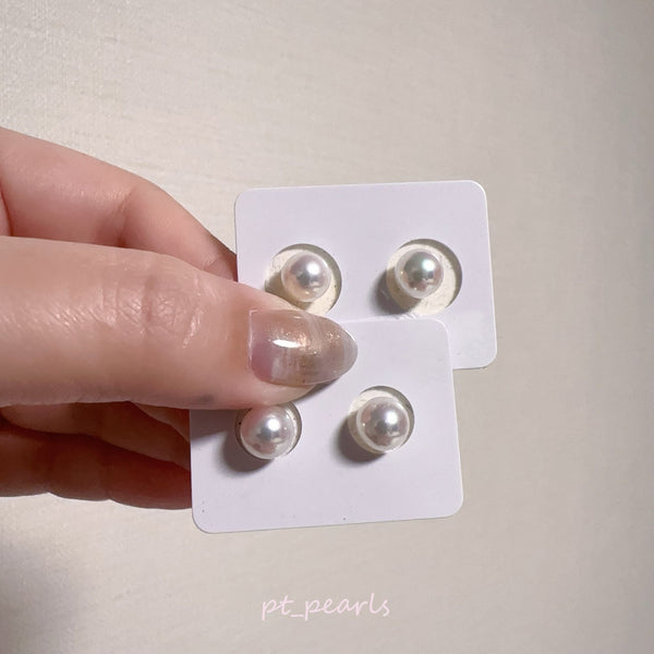 Akoya 極光天女 無調色 7.5 / 7.7mm耳環 連真科研大證書 | Akoya Aurora Tennyo Non Color Treated 7.5 / 7.7mm Earrings with Japan PSL certificate