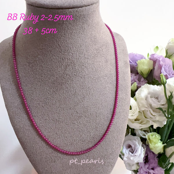 (Summer Sale) 天然紅寶石 2-2.5mm 小珠頸鏈 | Natural Ruby 2-2.5mm Necklace